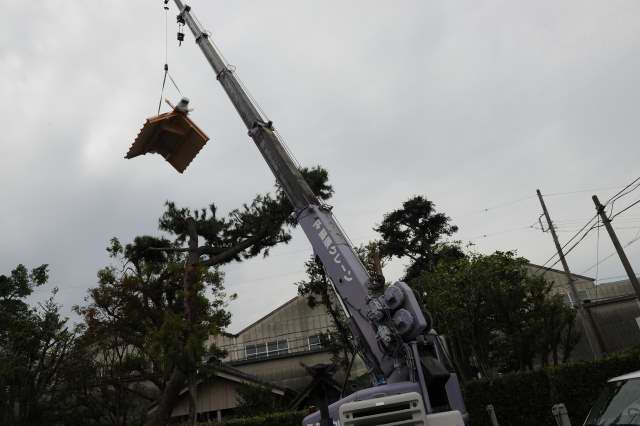 大口神社御本殿　屋根取付