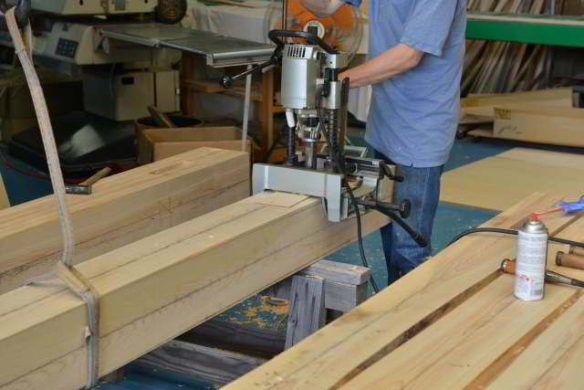 両部鳥居の柱加工