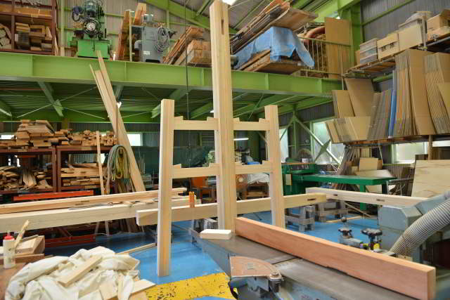 控え柱の仮組み