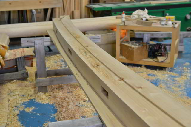 両部鳥居の笠木加工