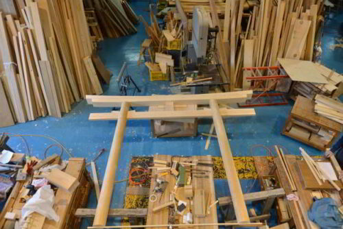 稲荷鳥居の仮組み